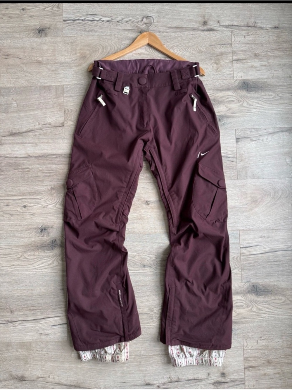 Nike Maroon Snow Pants with Cargo Pockets